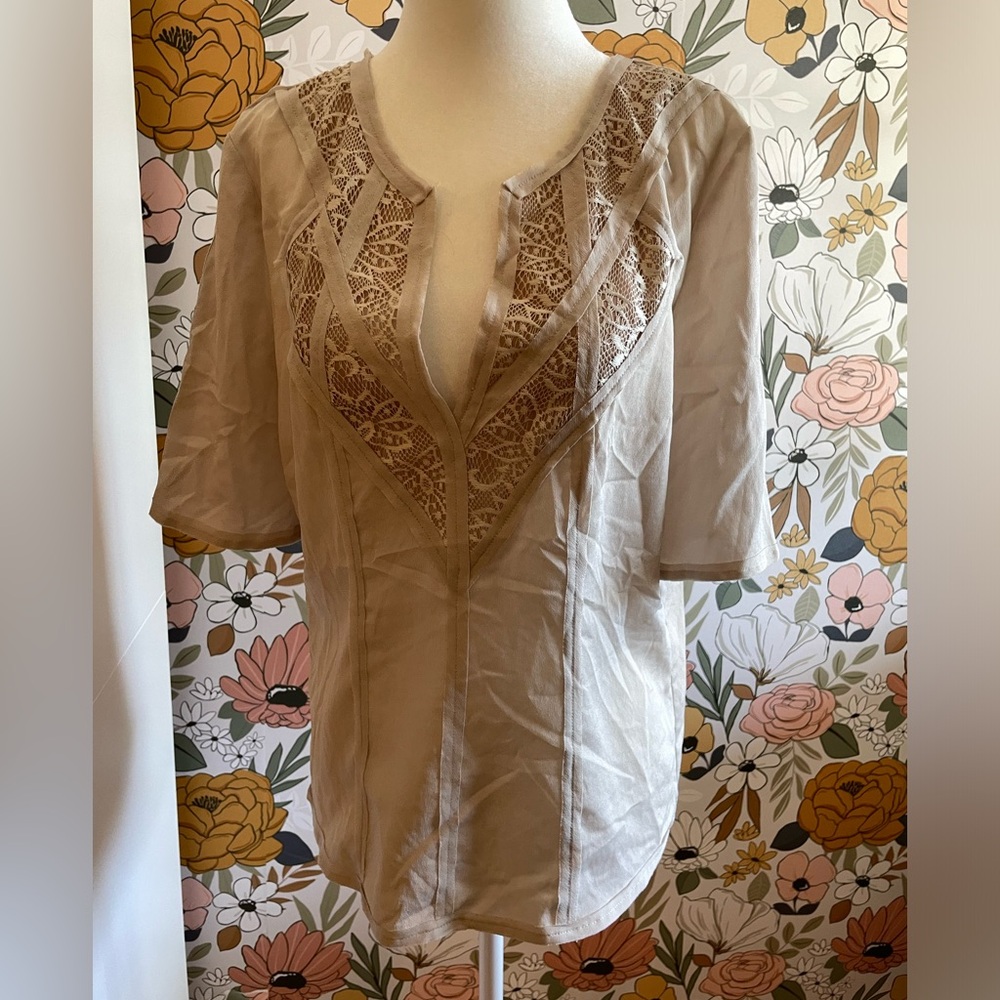 BCBG Beige Embellished Top